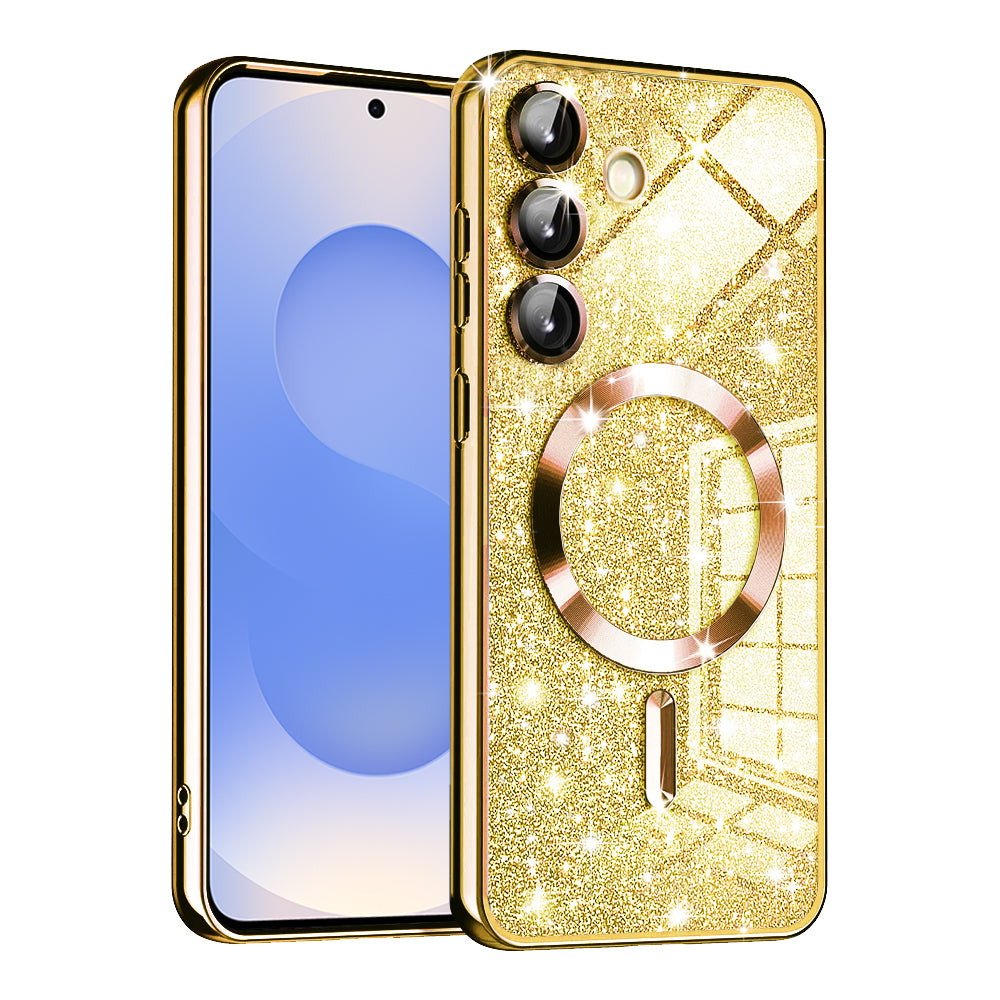 Custodia MagSafe per Samsung Galaxy S25 S931, Techsuit, Luxury Glitter, Dorata