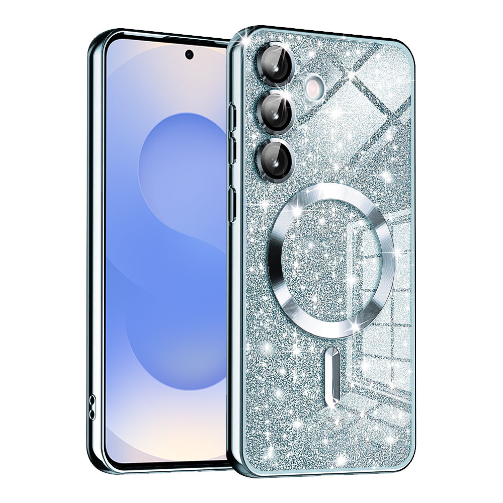 Custodia MagSafe per Samsung Galaxy S25 S931, Techsuit, Luxury Glitter, Blu