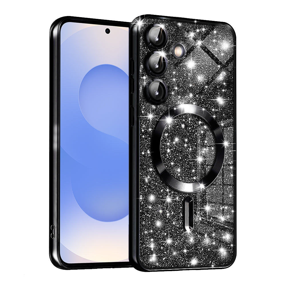 Custodia MagSafe per Samsung Galaxy S25 S931, Techsuit, Luxury Glitter, Nera