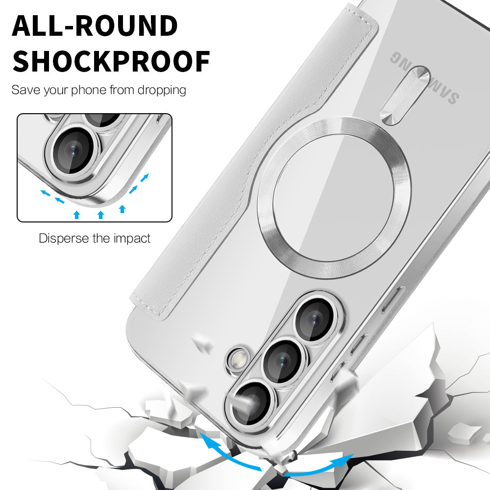 Custodia MagSafe per Samsung Galaxy S25 S931, Techsuit, SmartMag Book, Grigio