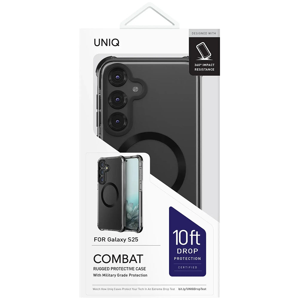 Custodia MagSafe per Samsung Galaxy S25 S931, UNIQ, Combat MagClick, Nera