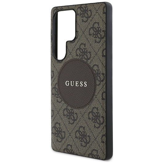 Custodia MagSafe per Samsung Galaxy S25 Ultra S938, Guess, 4G Circle Classic Logo, Marrone