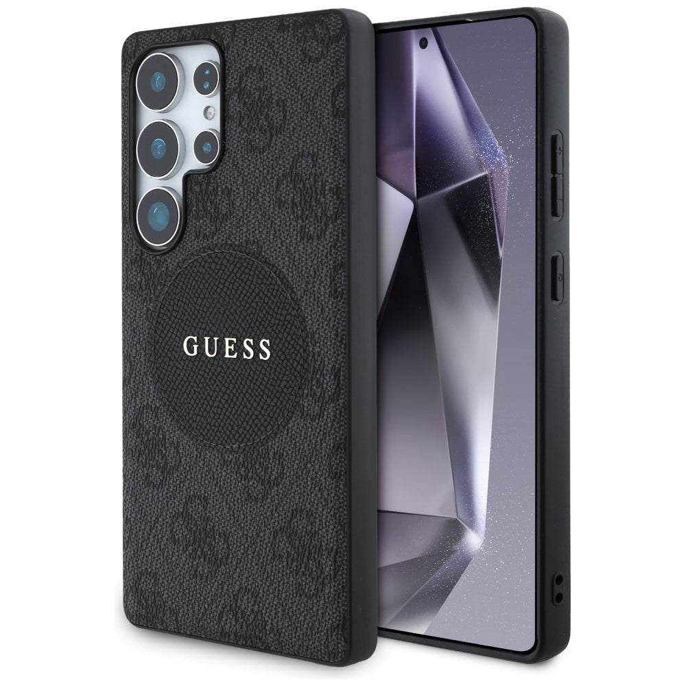 Custodia MagSafe per Samsung Galaxy S25 Ultra S938, Guess, 4G Circle Classic Logo, Nera