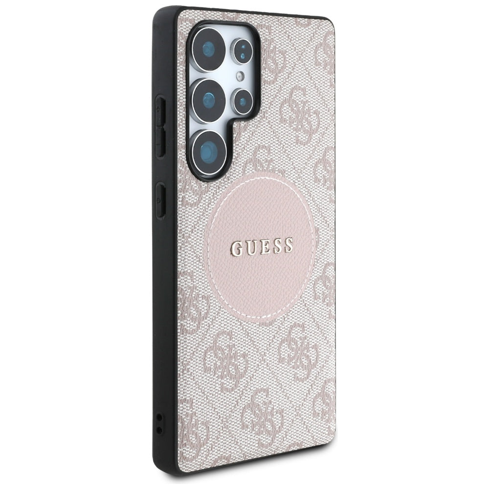 Custodia MagSafe per Samsung Galaxy S25 Ultra S938, Guess, 4G Circle Classic Logo, Rosa
