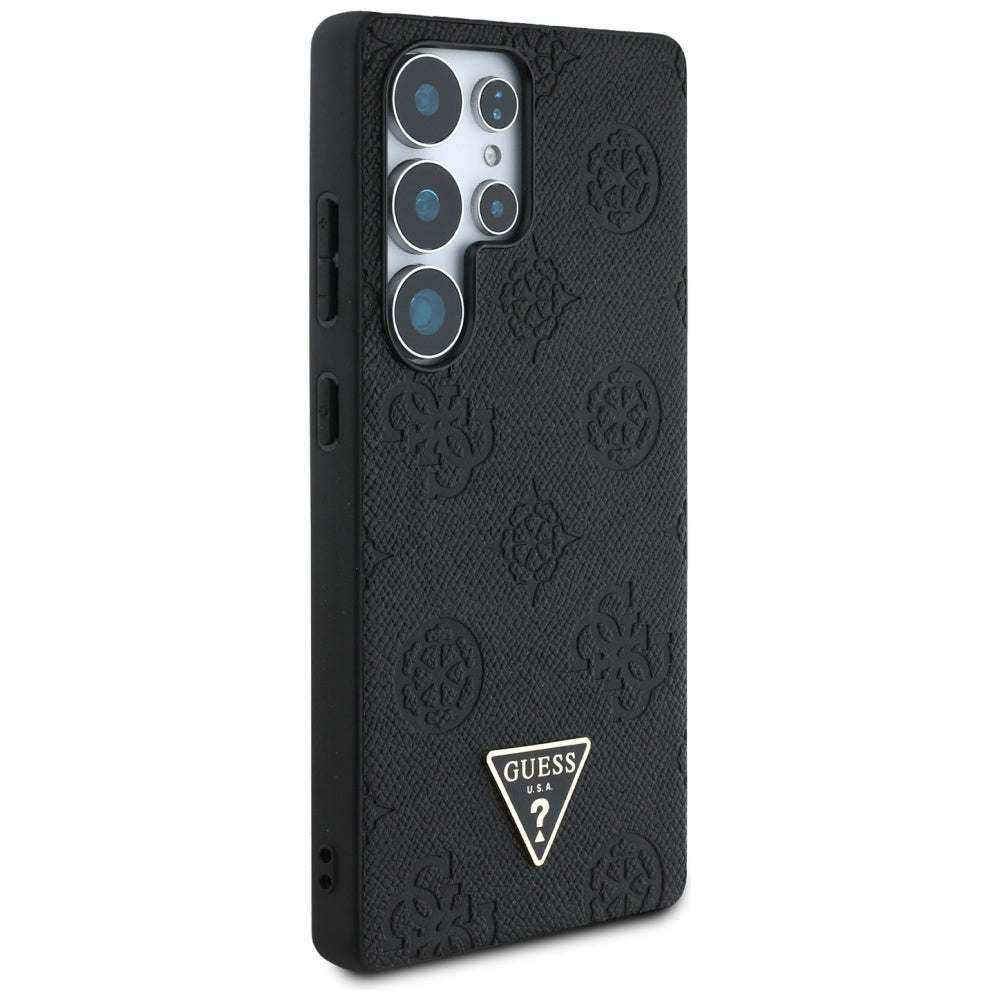 Custodia MagSafe per Samsung Galaxy S25 Ultra S938, Guess, Peony Grained Hot Stamp Triangle, Nera