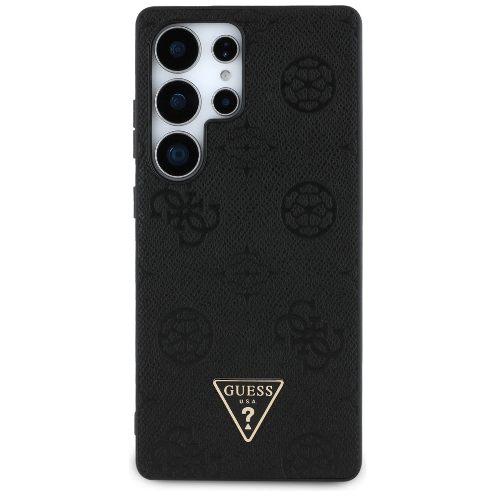 Custodia MagSafe per Samsung Galaxy S25 Ultra S938, Guess, Peony Grained Hot Stamp Triangle, Nera