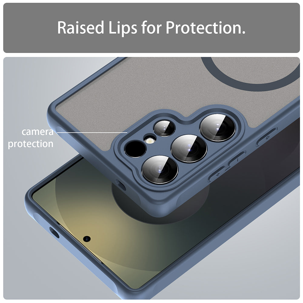 Custodia MagSafe per Samsung Galaxy S25 Ultra S938, Techsuit, HaloFrost II, Blu Navy