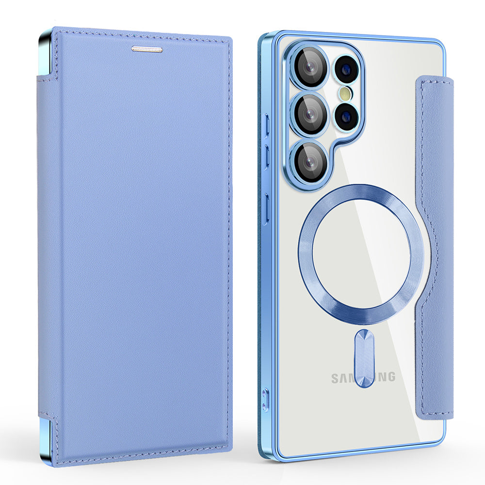 Custodia MagSafe per Samsung Galaxy S25 Ultra S938, Techsuit, SmartMag Book, Blu