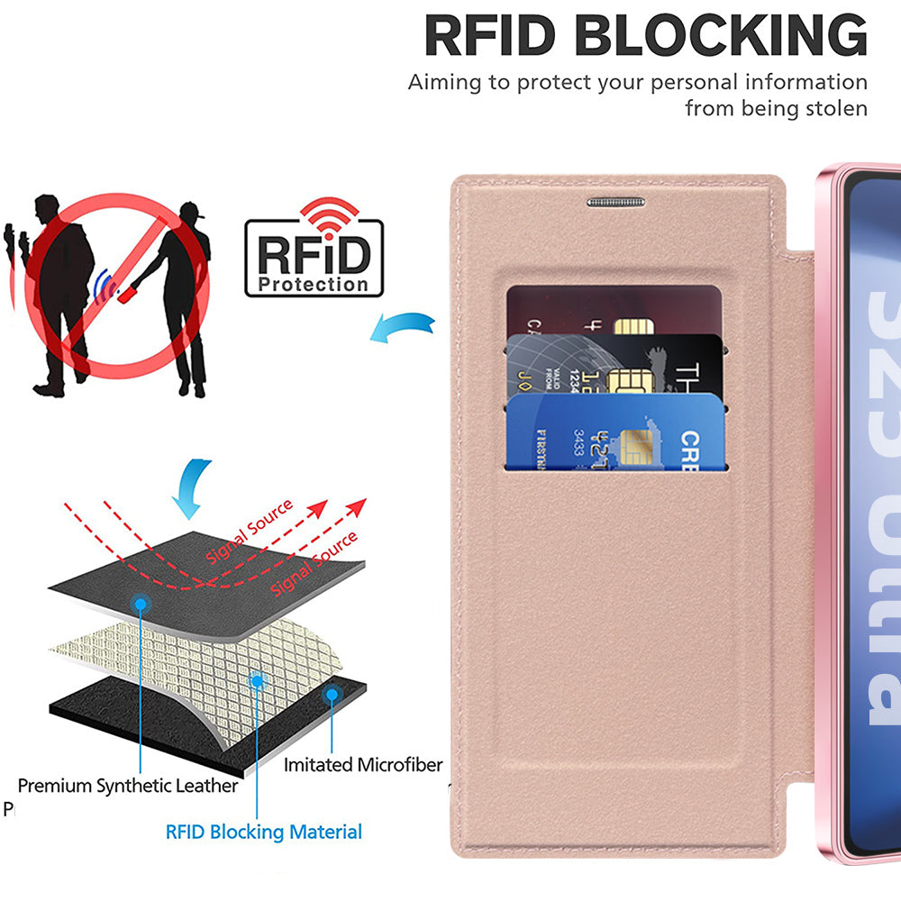 Custodia MagSafe per Samsung Galaxy S25 Ultra S938, Techsuit, SmartMag Book, Rosa