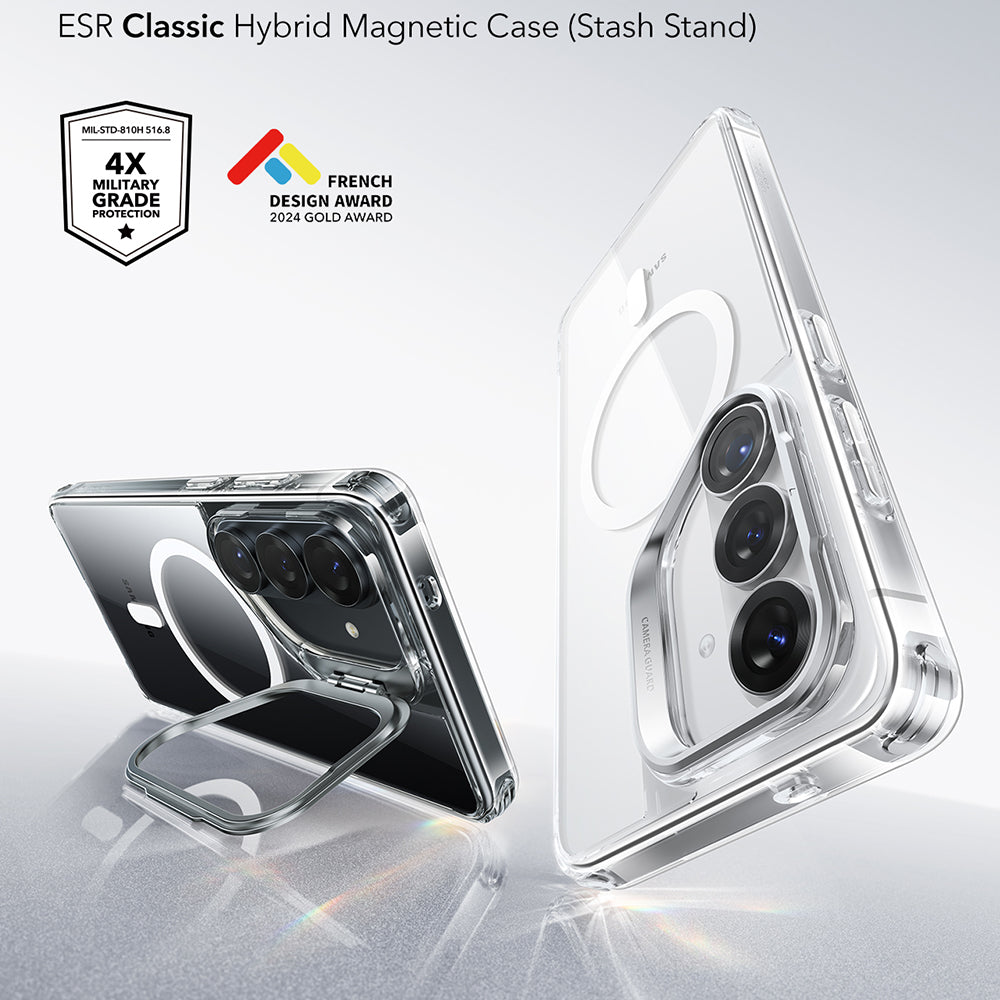 Custodia MagSafe per Samsung Galaxy S26 S942, ESR, Classic Hybrid Kickstand, Trasparente