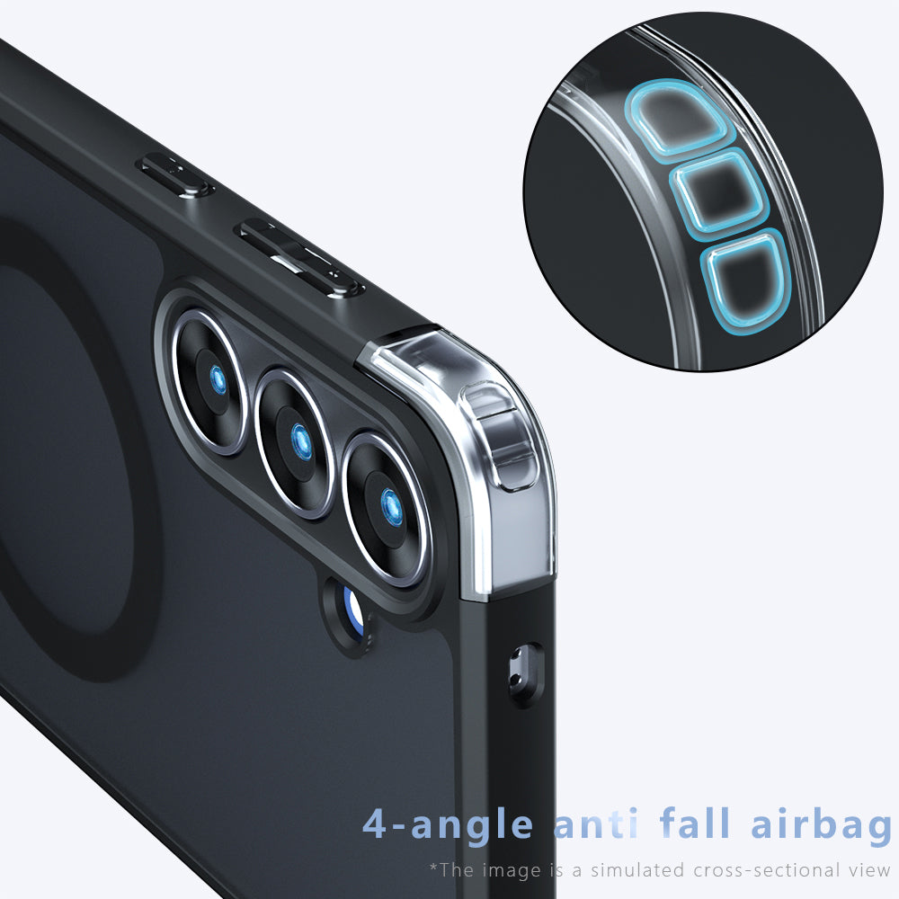 Custodia MagSafe per Samsung Galaxy S26 FE S741, Techsuit, PureFrost, Nero Satinato