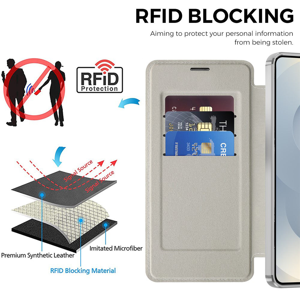 Custodia MagSafe per Samsung Galaxy S26 Plus, Techsuit, SmartMag Book, Grigio