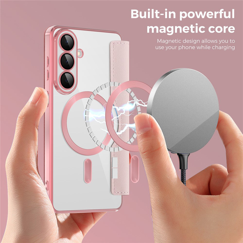 Custodia MagSafe per Samsung Galaxy S26 Plus S947, Techsuit, SmartMag Book, Rosa