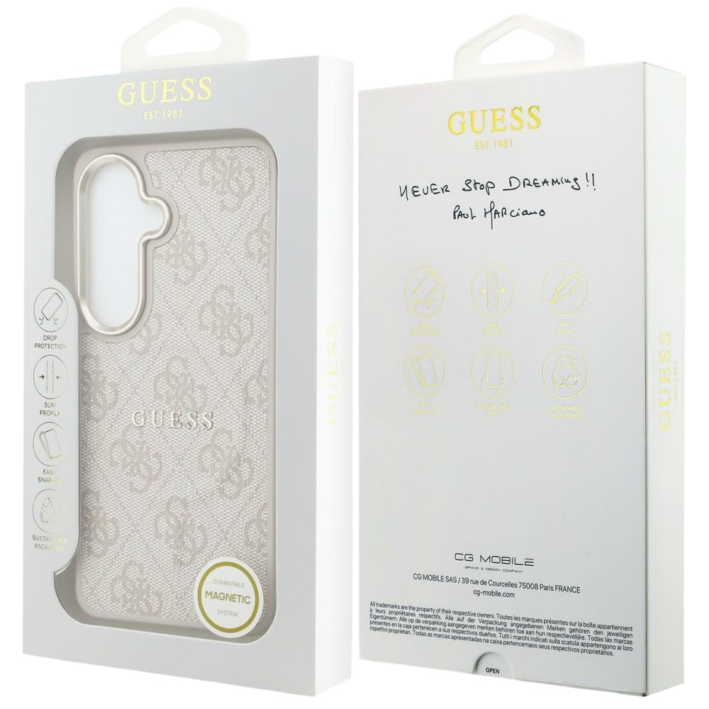 Custodia MagSafe per Samsung Galaxy S26 S942, Guess, 4G Embossed Ring, Rosa