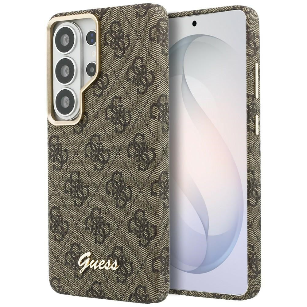 Custodia MagSafe per Samsung Galaxy S26 S942, Guess, 4G Script Logo, Marrone