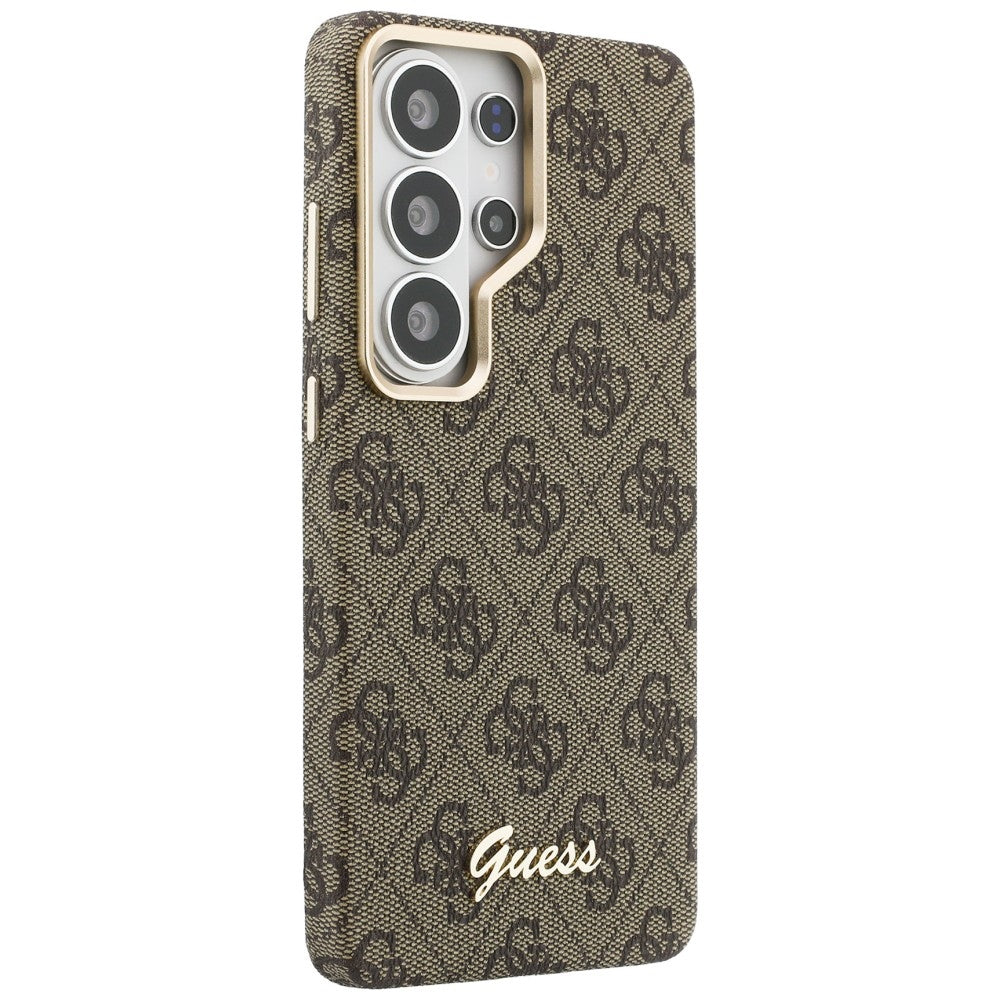 Custodia MagSafe per Samsung Galaxy S26 S942, Guess, 4G Script Logo, Marrone