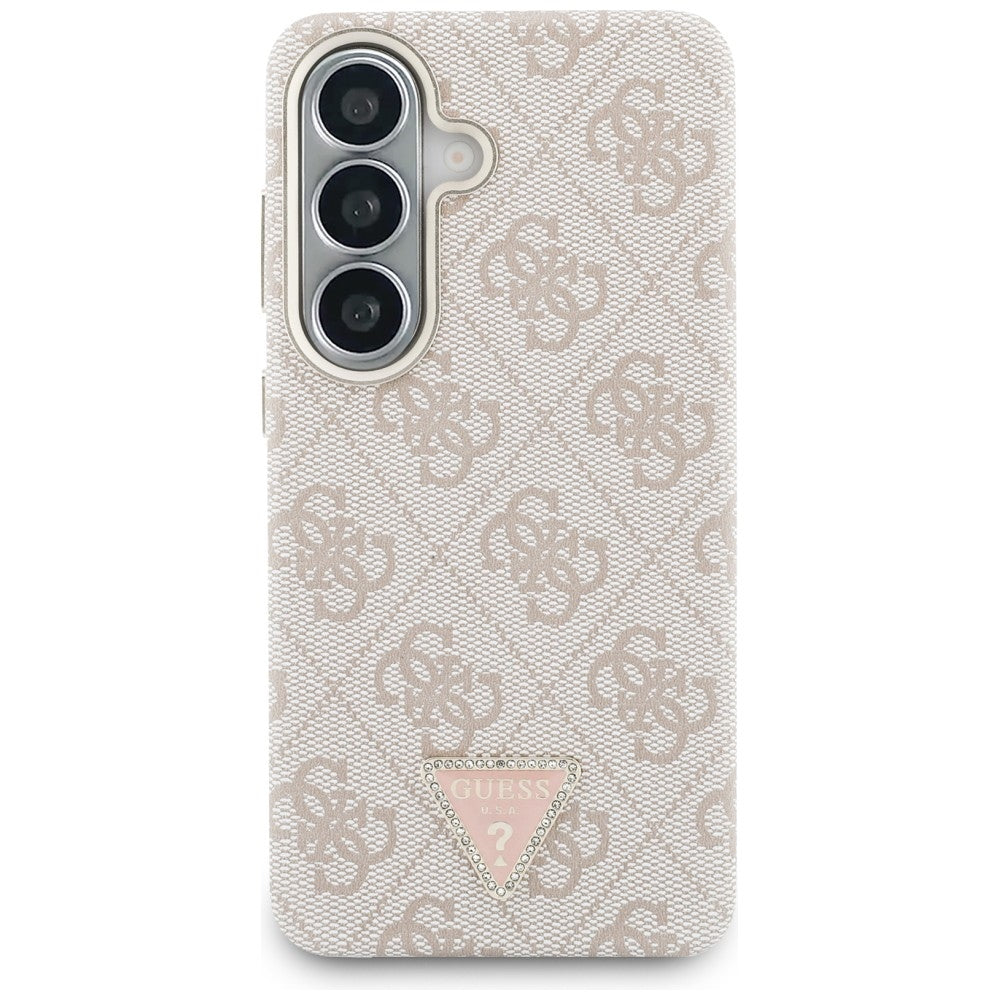 Custodia MagSafe per Samsung Galaxy S26 S942, Guess, Logo Triangolo 4G, Rosa