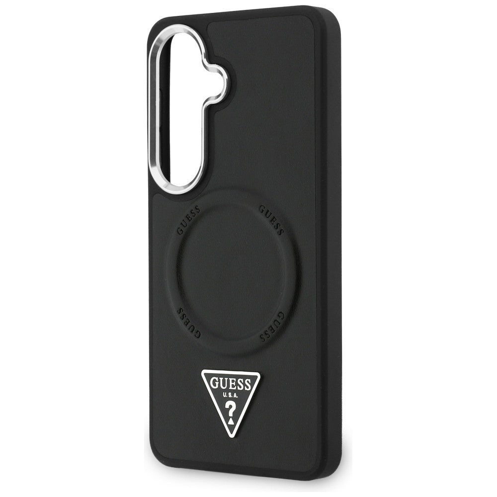 Custodia MagSafe per Samsung Galaxy S26 S942, Guess, Embossed Ring Triangle Logo, Nera