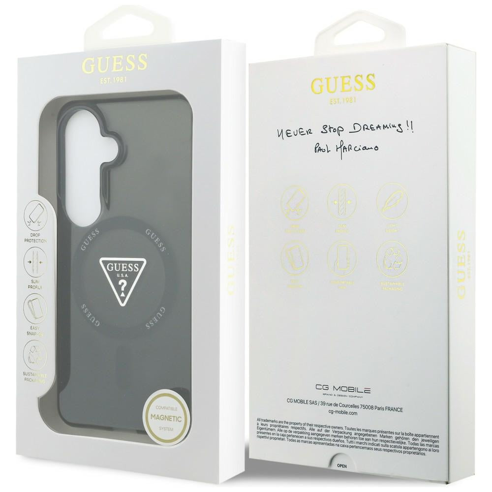 Custodia MagSafe per Samsung Galaxy S26 S942, Guess, Logo Triangolo Gradiente IML, Nera