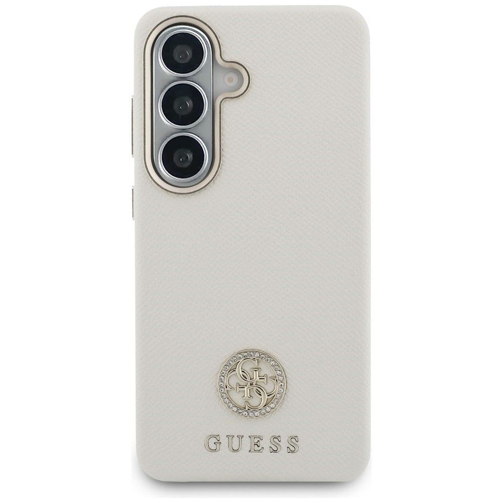 Custodia MagSafe per Samsung Galaxy S26 S942, Guess, Rhinestone Round Logo, Beige