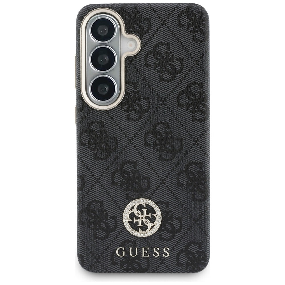 Custodia MagSafe per Samsung Galaxy S26 S942, Guess, Rhinestone Round Logo, Nera