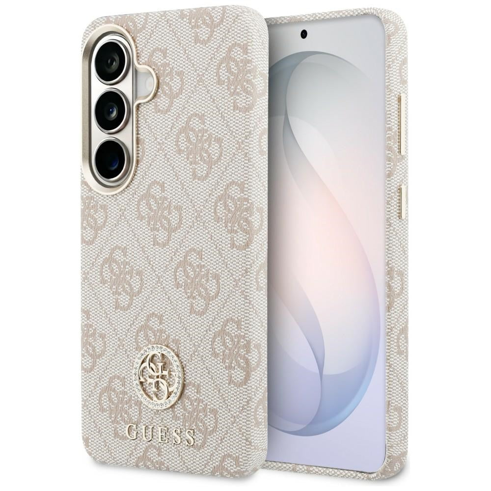 Custodia MagSafe per Samsung Galaxy S26 S942, Guess, Rhinestone Round Logo, Rosa