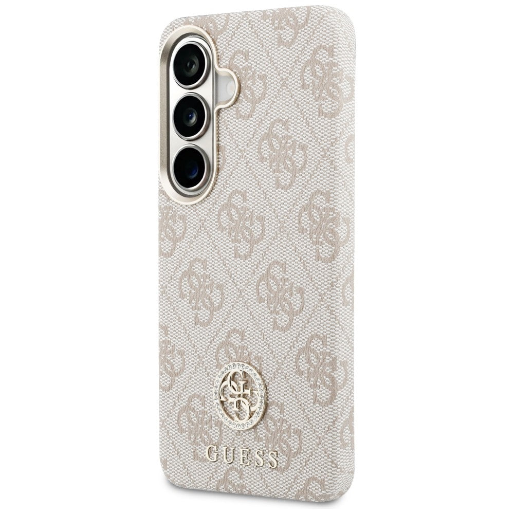 Custodia MagSafe per Samsung Galaxy S26 S942, Guess, Rhinestone Round Logo, Rosa