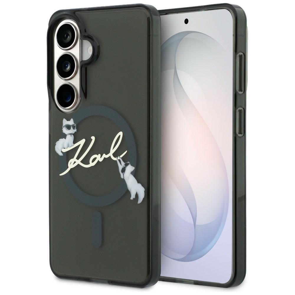 Custodia MagSafe per Samsung Galaxy S26 S942, Karl Lagerfeld, IML Choupette Karl Script Logo, Nera