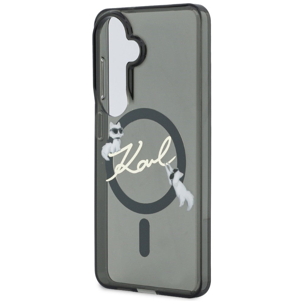 Custodia MagSafe per Samsung Galaxy S26 S942, Karl Lagerfeld, IML Choupette Karl Script Logo, Nera