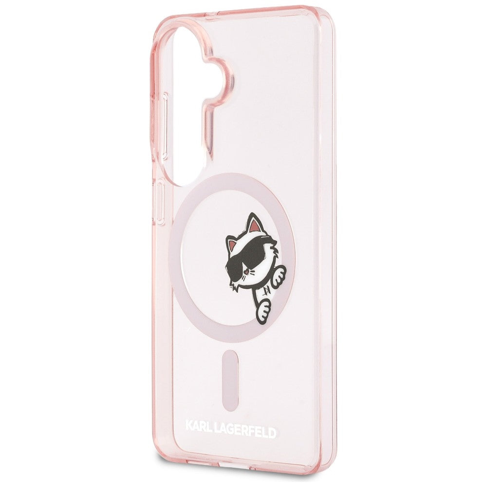 Custodia MagSafe per Samsung Galaxy S26 S942, Karl Lagerfeld, IML Choupette Peekaboo Logo, Rosa