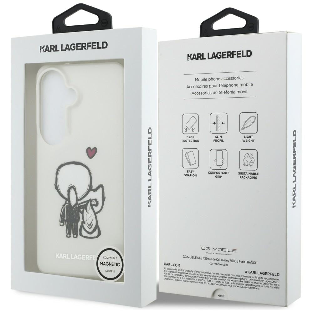 Custodia MagSafe per Samsung Galaxy S26 S942, Karl Lagerfeld, IML Karl & Choupette Back Logo, Bianca