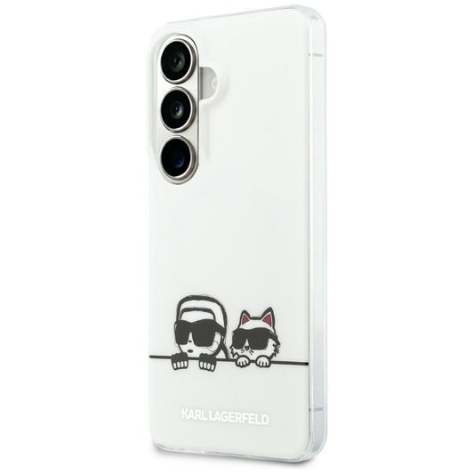 Custodia MagSafe per Samsung Galaxy S26 S942, Karl Lagerfeld, IML Karl & Choupette Peekaboo Logo, Bianca