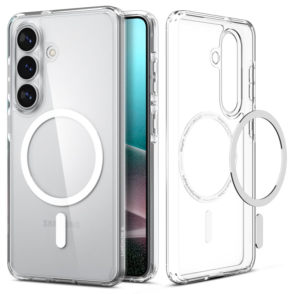 Custodia MagSafe per Samsung Galaxy S26 S942, Spigen, Ultra Hybrid, Trasparente Bianca ACS10734