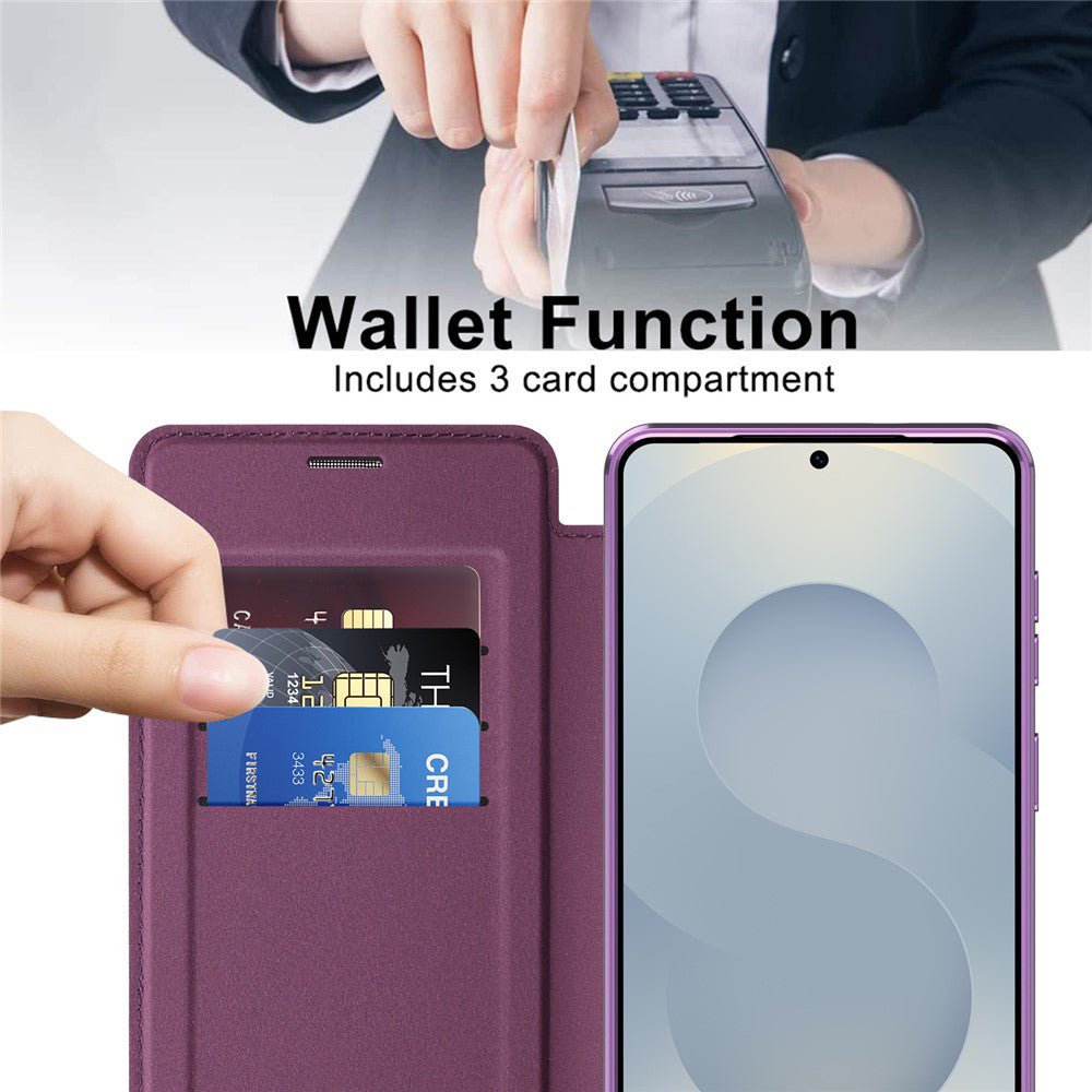 Custodia MagSafe per Samsung Galaxy S26 S942, Techsuit, SmartMag Book, Viola