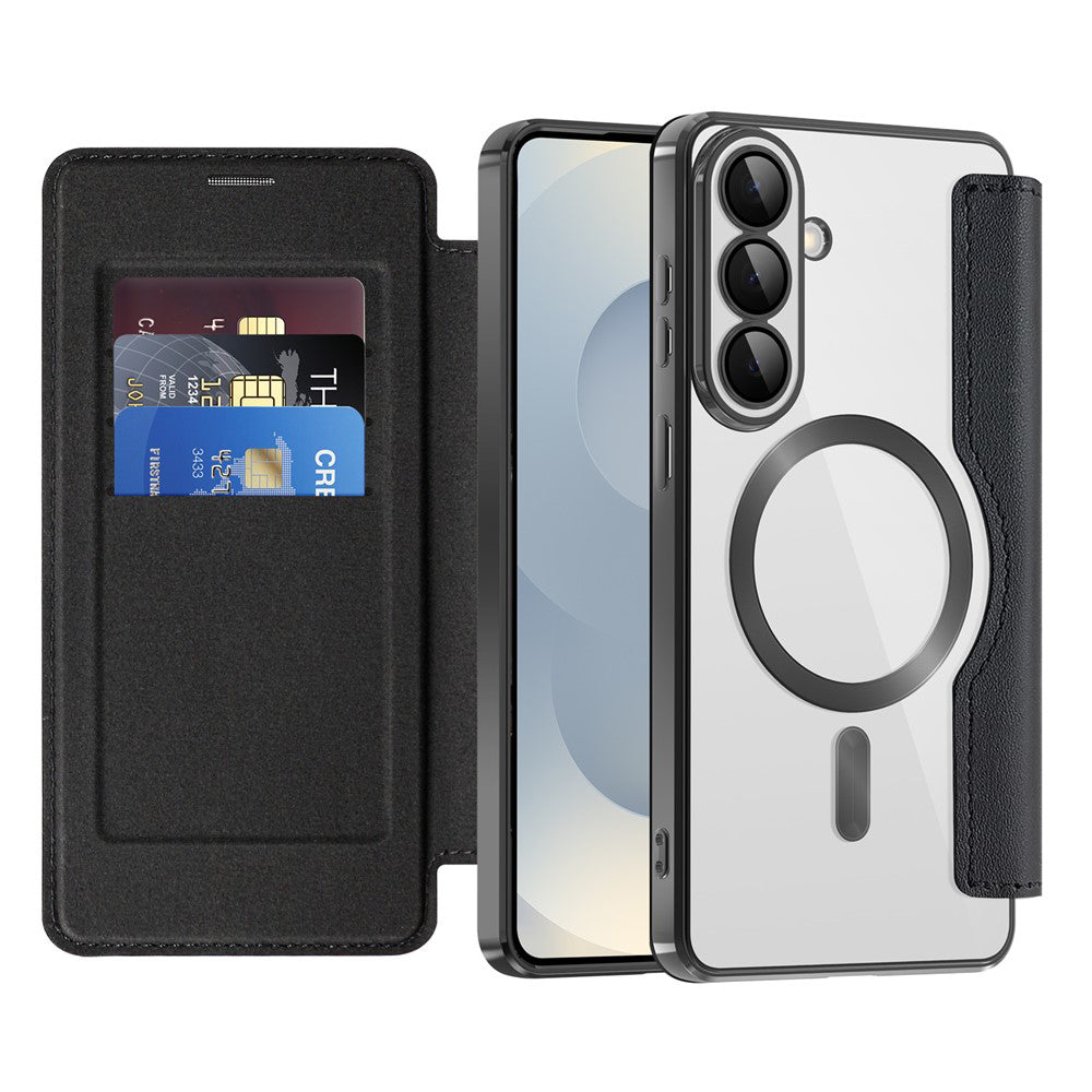 Custodia MagSafe per Samsung Galaxy S26 S942, Techsuit, SmartMag Book, Nera