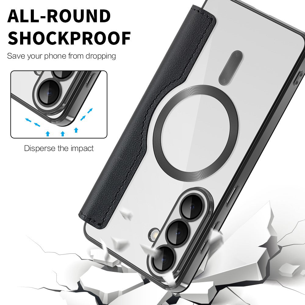 Custodia MagSafe per Samsung Galaxy S26 S942, Techsuit, SmartMag Book, Nera
