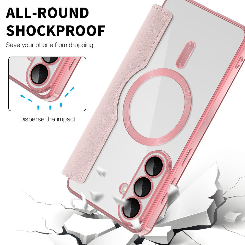 MagSafe Case for Samsung Galaxy S26, Techsuit, SmartMag Book, Pink
