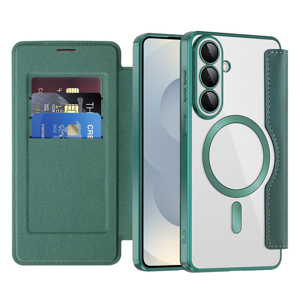 Custodia MagSafe per Samsung Galaxy S26 S942, Techsuit, SmartMag Book, Verde