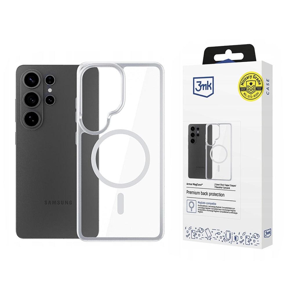 Custodia MagSafe per Samsung Galaxy S26 Ultra S948, 3MK, Armor MagCase, Trasparente
