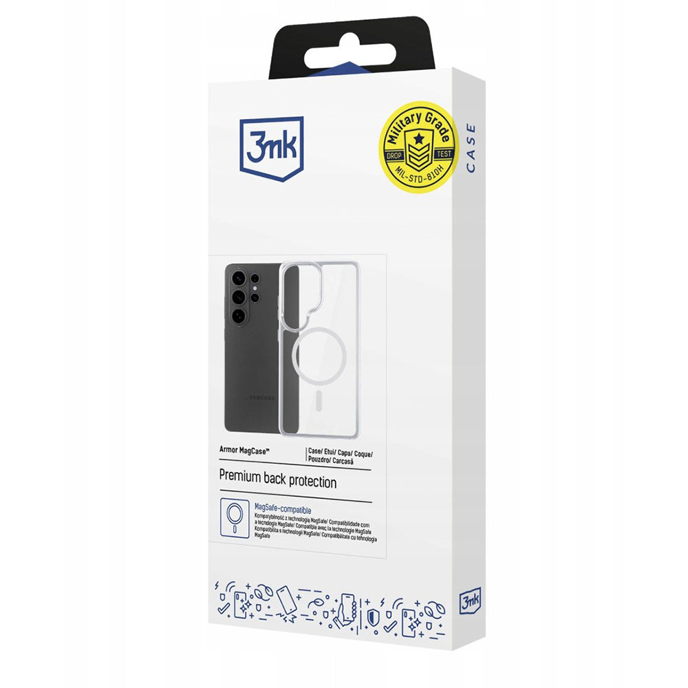 Custodia MagSafe per Samsung Galaxy S26 Ultra S948, 3MK, Armor MagCase, Trasparente