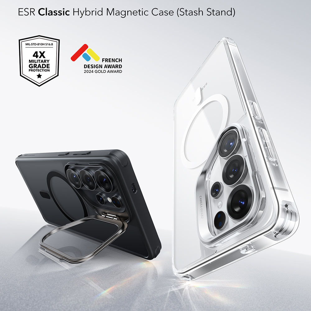 Custodia MagSafe per Samsung Galaxy S26 Ultra S948, ESR, Classic Hybrid Kickstand, Nera Satinata