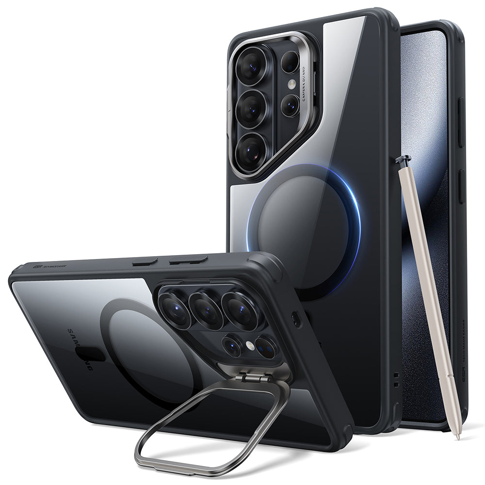 Custodia MagSafe per Samsung Galaxy S26 Ultra S948, ESR, Classic Hybrid Kickstand, Nera Trasparente