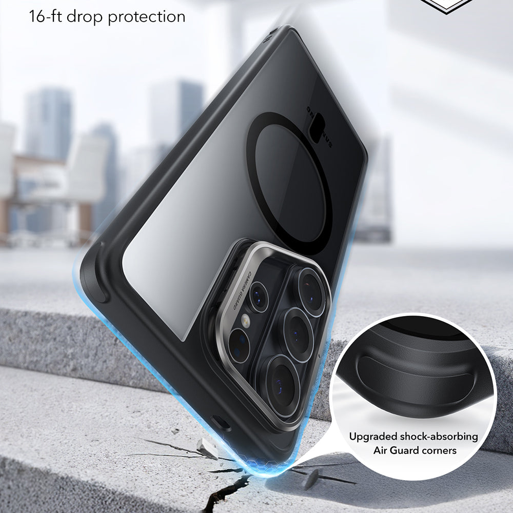 Custodia MagSafe per Samsung Galaxy S26 Ultra S948, ESR, Classic Hybrid Kickstand, Nera Trasparente