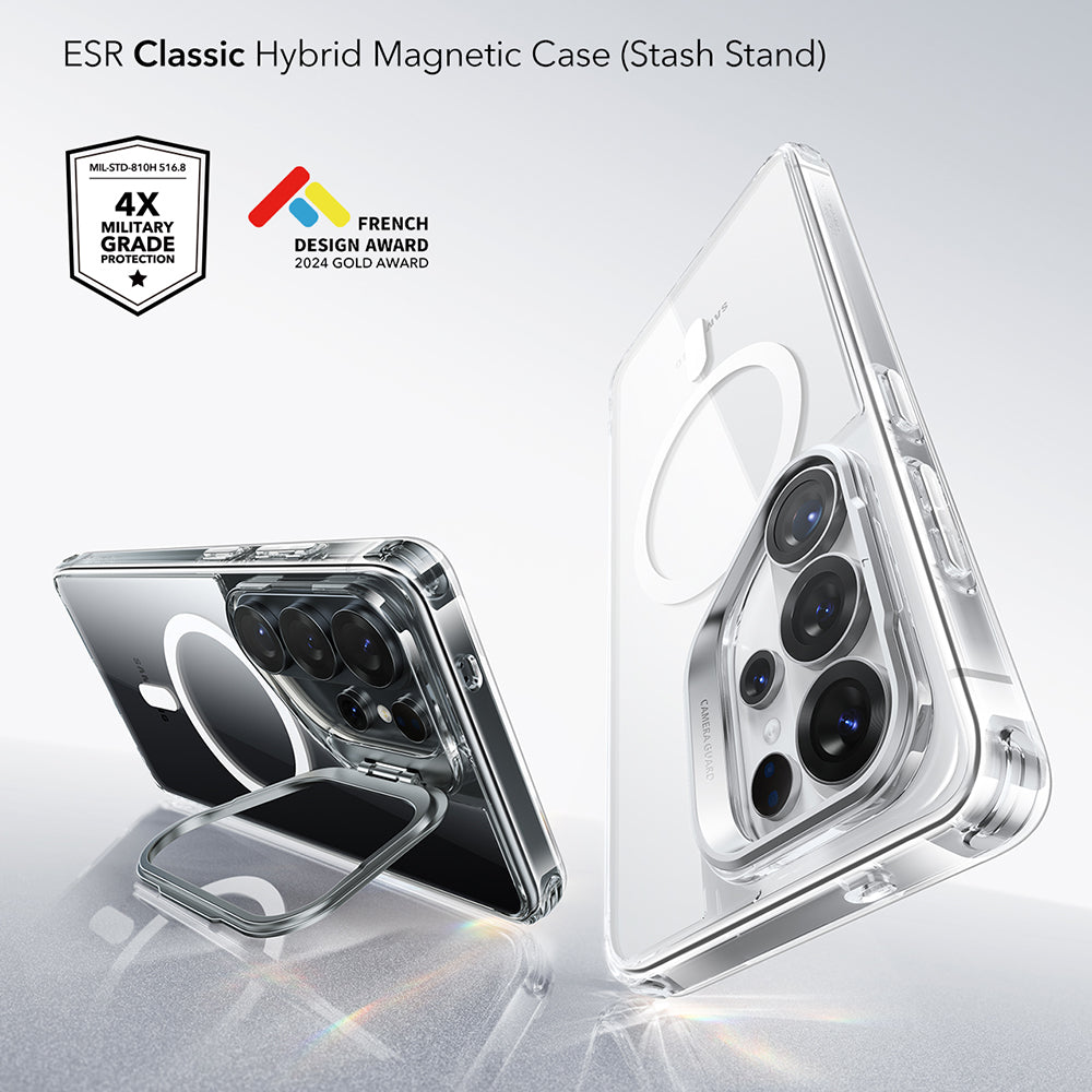 Custodia MagSafe per Samsung Galaxy S26 Ultra S948, ESR, Classic Hybrid Kickstand, Trasparente