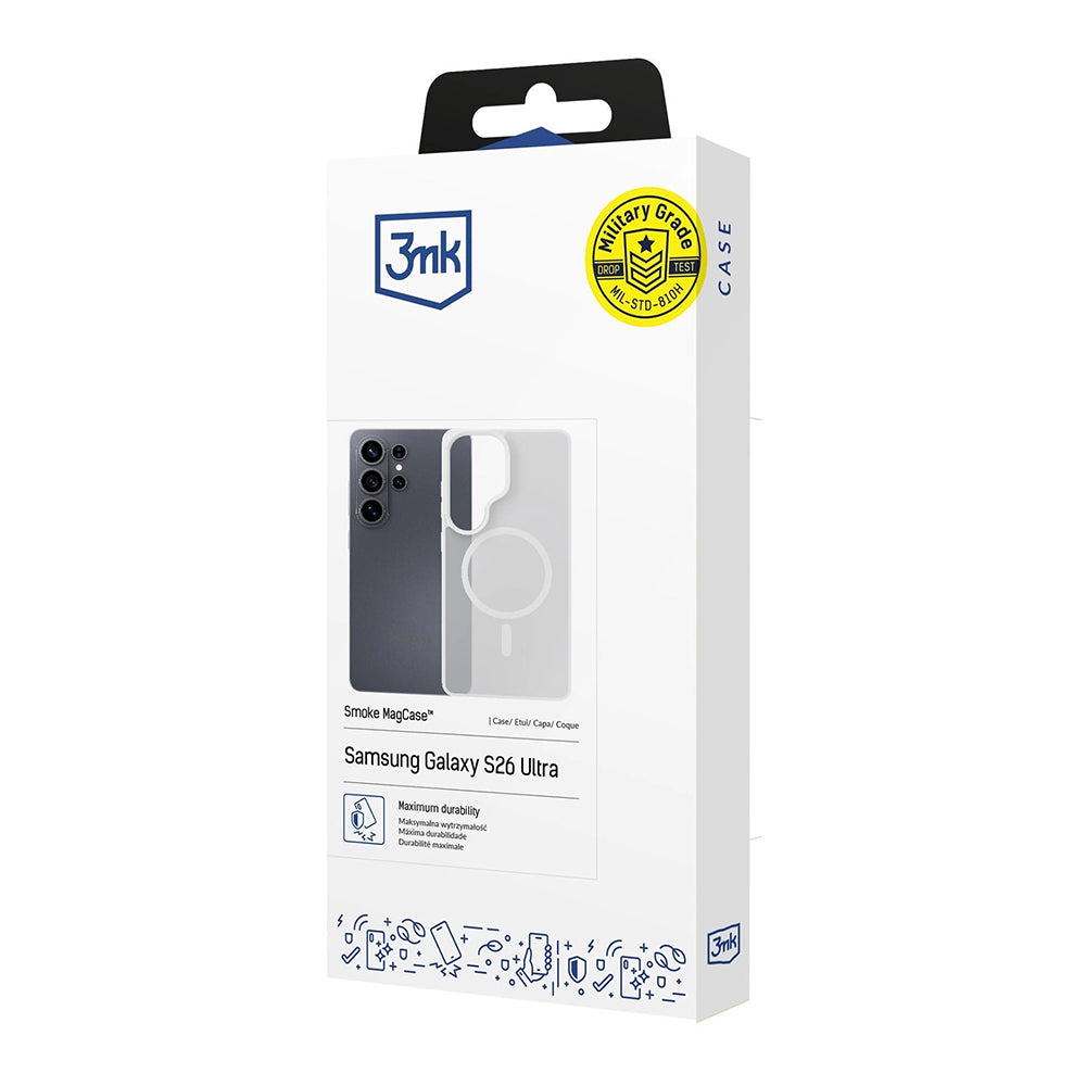 Custodia MagSafe per Samsung Galaxy S26 Ultra S948, 3MK, Smoke MagCase, Bianca