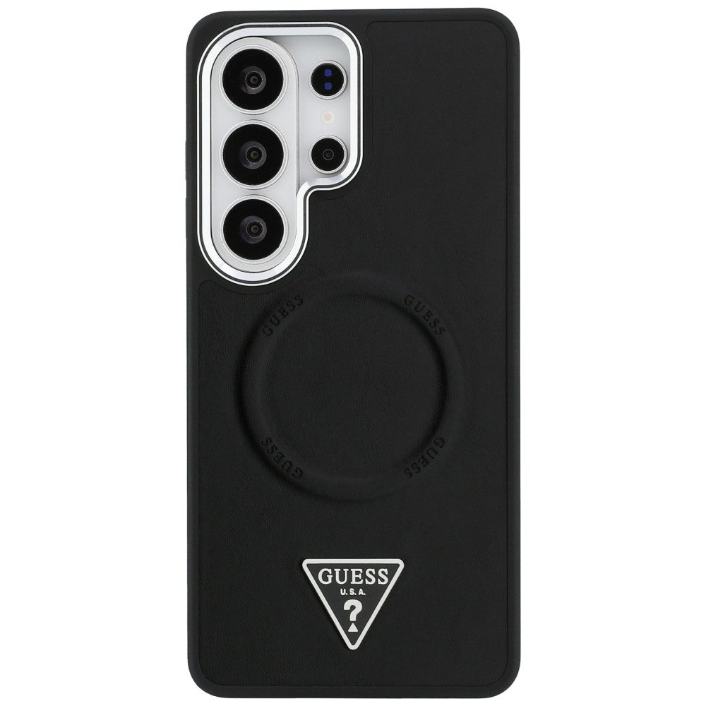 Custodia MagSafe per Samsung Galaxy S26 Ultra S948, Guess, Embossed Ring Triangle Logo, Nera