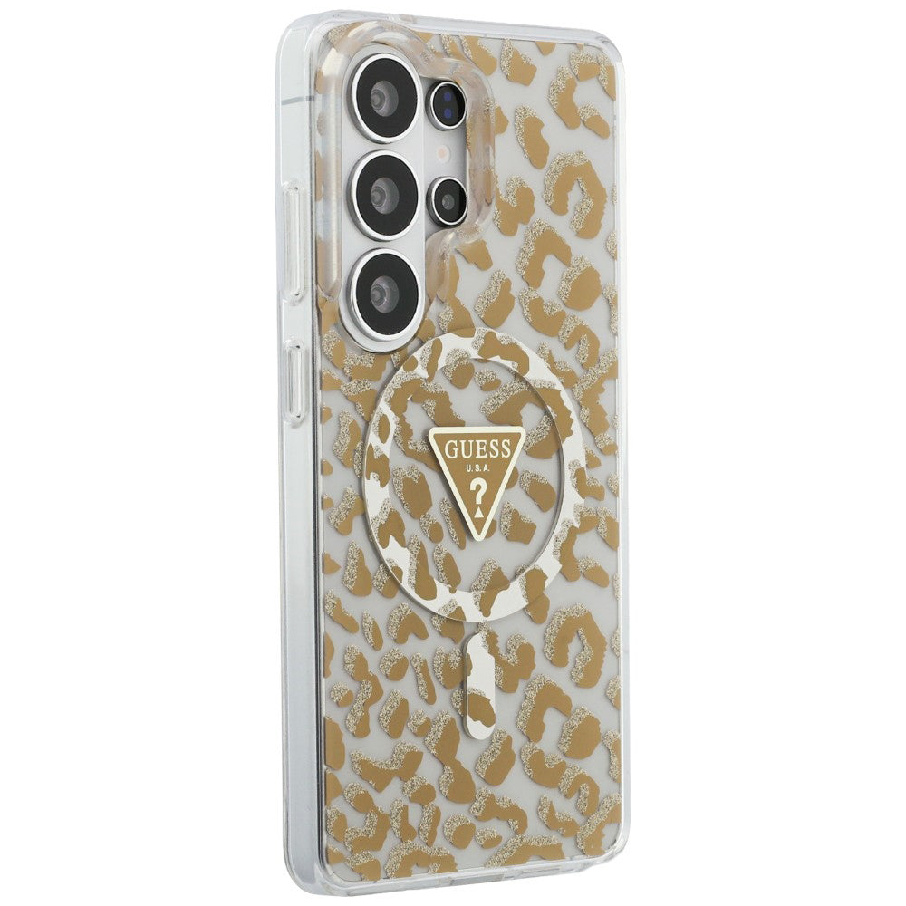 Custodia MagSafe per Samsung Galaxy S26 Ultra S948, Guess, IML Leopard Pattern, Marrone