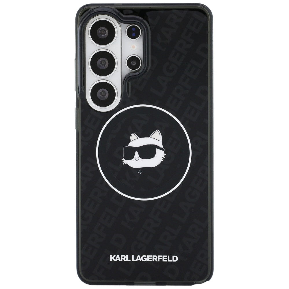 Custodia MagSafe per Samsung Galaxy S26 Ultra S948, Karl Lagerfeld, IML Choupette Head on KL Repeated Logo, Nera