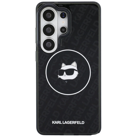 Custodia MagSafe per Samsung Galaxy S26 Ultra S948, Karl Lagerfeld, IML Choupette Head on KL Repeated Logo, Nera