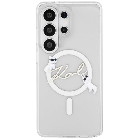 Custodia MagSafe per Samsung Galaxy S26 Ultra S948, Karl Lagerfeld, IML Choupette Karl Script Logo, Bianca.